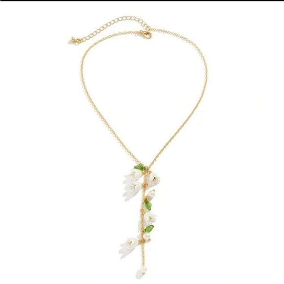 Elegant Floral Pearl Necklace S886 - Picture 3 of 6